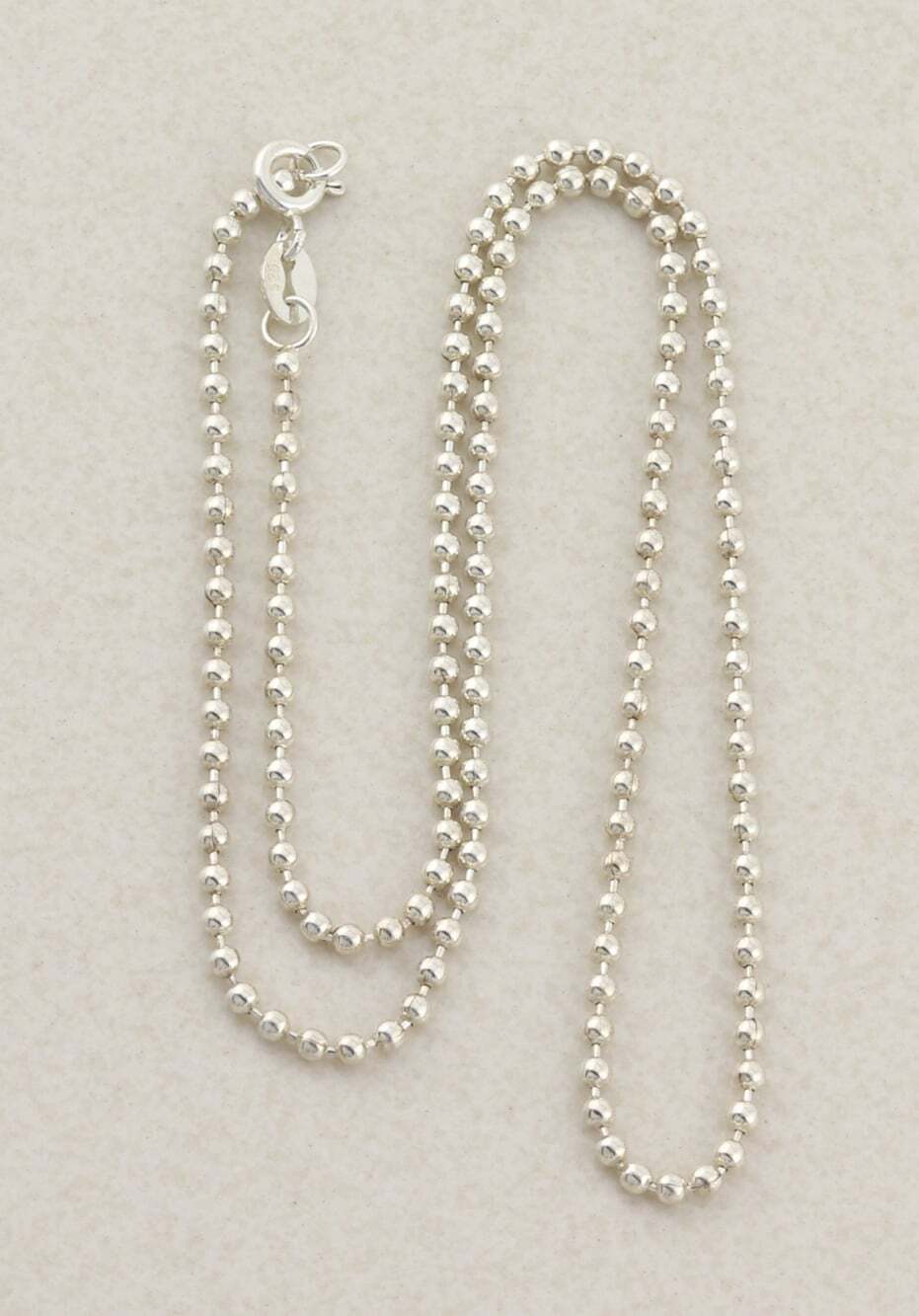 Sterling Silver Beaded Chain Necklace 16" inch